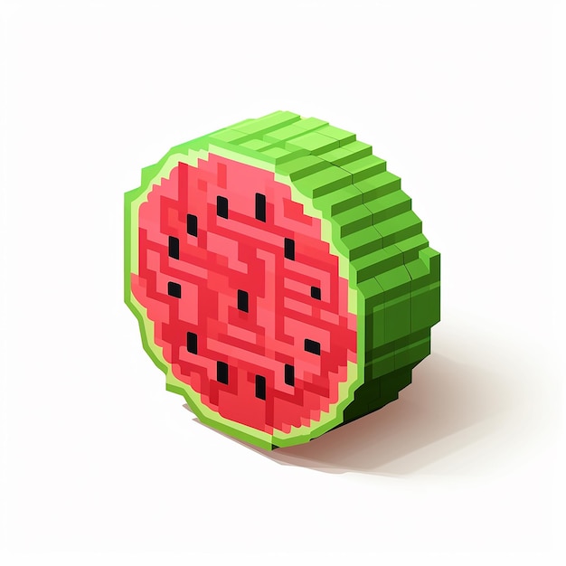 Melon d'eau chinois à 8 bits sur un fond blanc simple