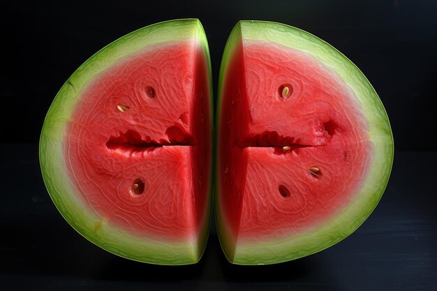 Melon d'eau coupé en deux Fruits coupés mûrs Générer ai