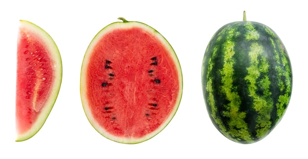 Melon d'eau isolé sur fond blanc avec un tracé de détourage