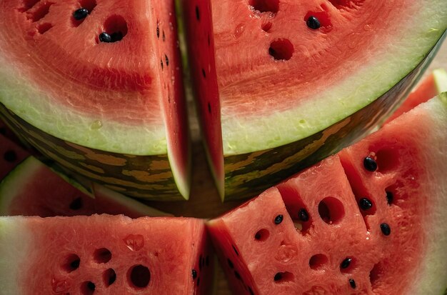 Melon d'eau tranché dans un motif géométrique