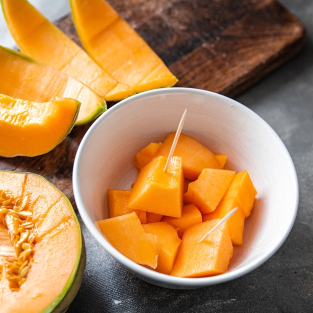 melon fruit charentais charente sucré dessert repas frais nourriture collation sur la table copie espace nourriture