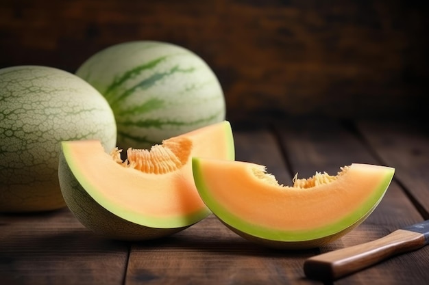 Melon juteux Fruit vert blanc Générer Ai