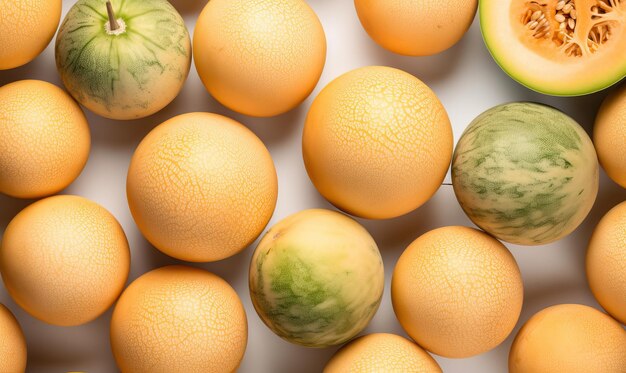 Photo melons sur fond blanc ia générative