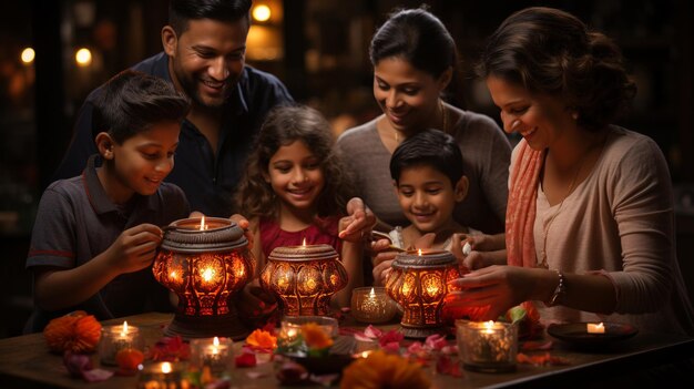 Les membres de la famille exécutant Aarti