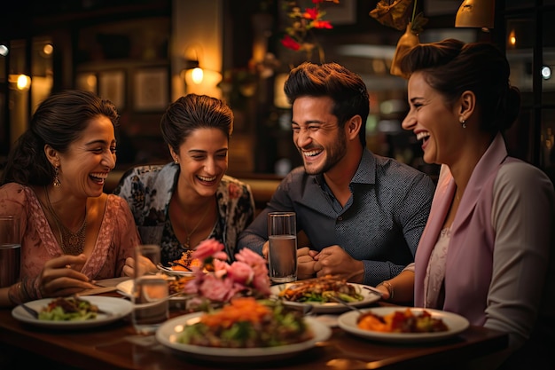 Les membres de la famille se sont rassemblés autour de la table pour partager le rire et la nourriture dans la salle à manger.