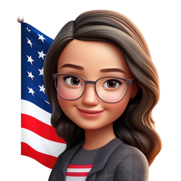 memoji emoji belle femme américaine souriante sur un fond blanc