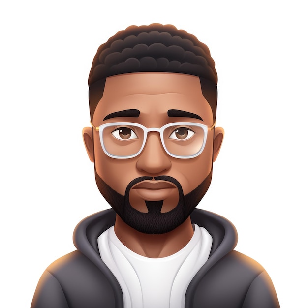Photo memoji homme afro-américain sur fond blanc emoji