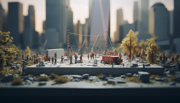 Photo mémorial minimal du 911 avec des objets miniatures concept de la journée des patriotes du 11 septembre