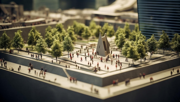 Mémorial minimal du 911 avec des objets miniatures Concept de la Journée des patriotes du 11 septembre