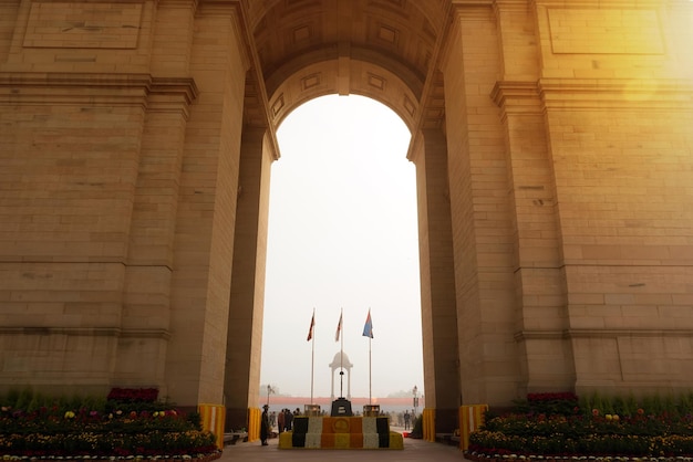 Mémorial de la porte de l'Inde à New Dalhi avec le président