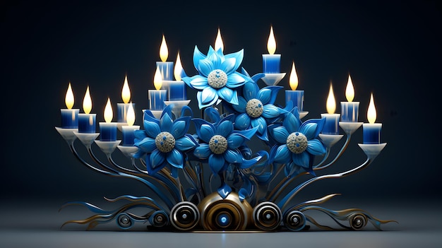 Menorah aux fleurs de Hanoukka