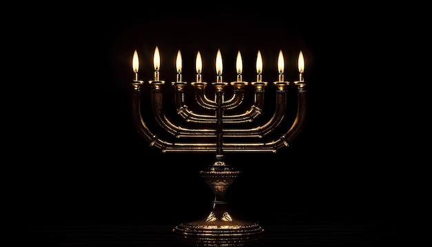 La Menorah dorée brille dans le noir