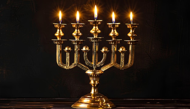 La Menorah dorée brille dans le noir