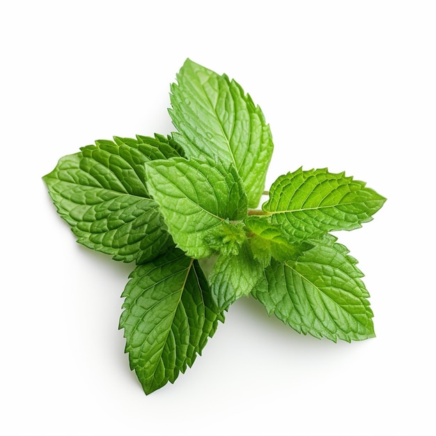 menthe avec feuilles sur fond blanc