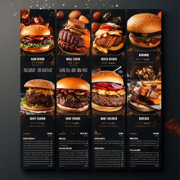 menu alimentaire de luxe spécial délicieux burger