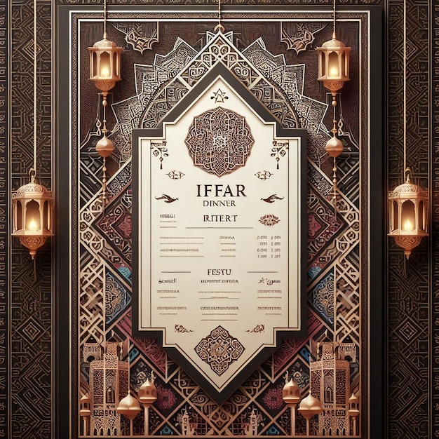 Photo le menu du ramadan ou le dépliant d'événement spécial généré par l'ia