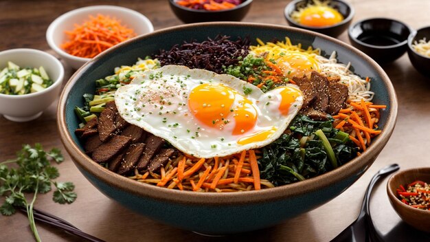 Photo menu de nourriture coréenne bibimbap bonanza bow