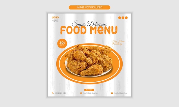 Menu de nourriture délicieuse et restaurant post sur les médias sociaux amp Instagram Post Design