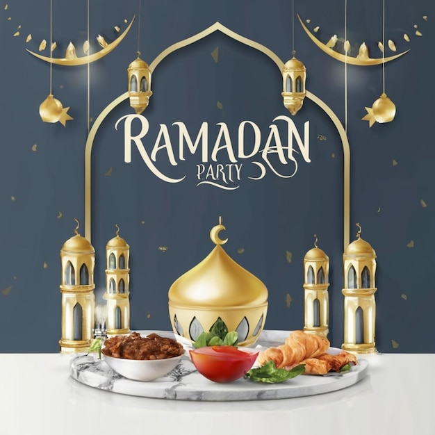 Menu de nourriture du Ramadan modèle de post sur les médias sociaux conçu ai généré