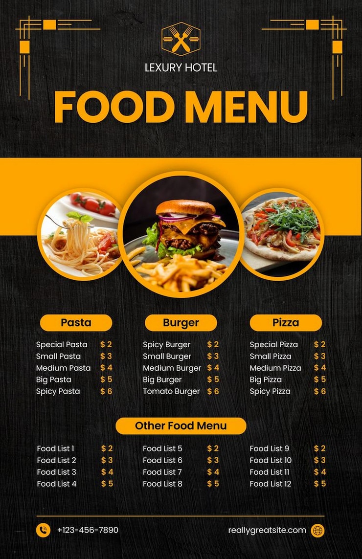 Photo un menu pour un restaurant appelé menu alimentaire