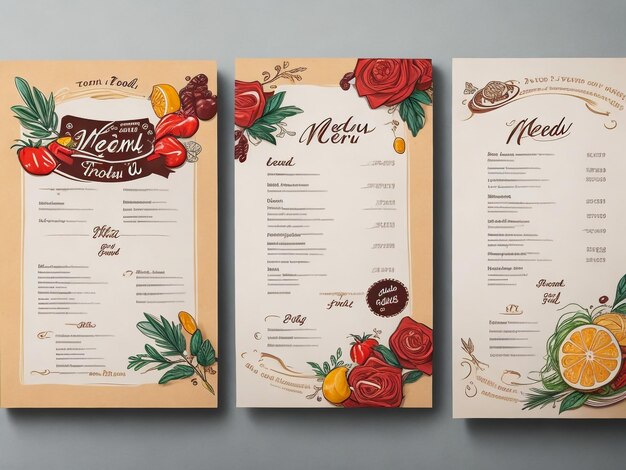 Menu de restaurant modèle vectoriel avec couverts en or et café