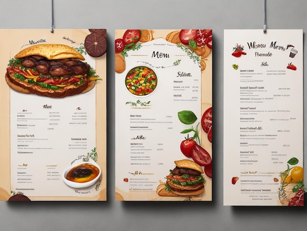 Photo menu de restaurant modèle vectoriel avec couverts en or et café