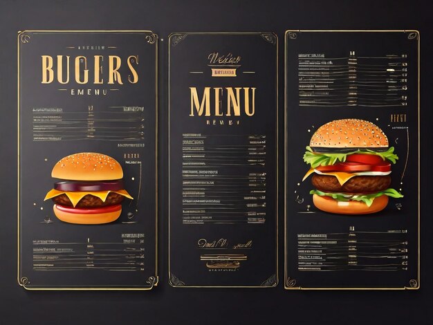 Photo menu de restaurant moderne pour la restauration rapide