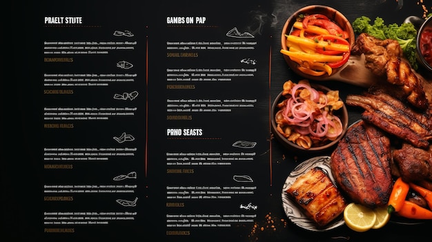 Un menu de restaurant pour le barbecue