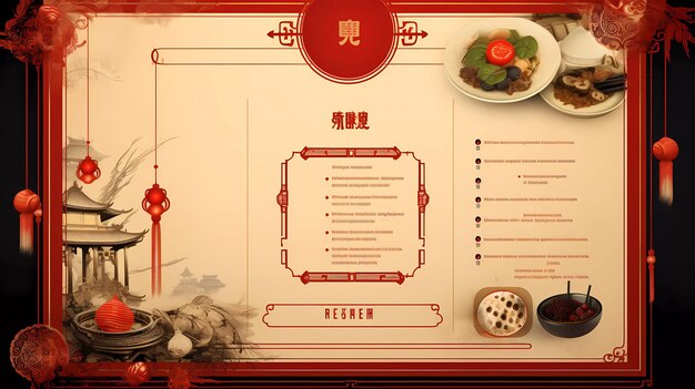 Photo un menu de restaurant pour la nourriture chinoise