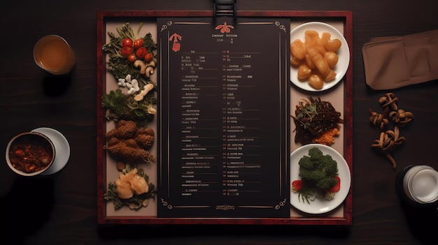 Photo un menu de restaurant pour la nourriture chinoise