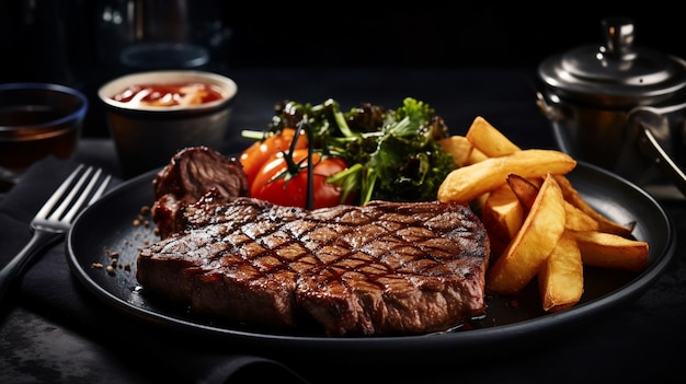 Un menu de restaurant pour le steak