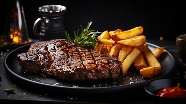 Un menu de restaurant pour le steak