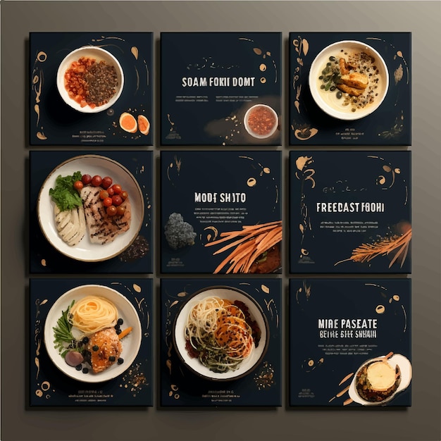 Photo menu spécial de luxe et de plats chauds sur les réseaux sociaux