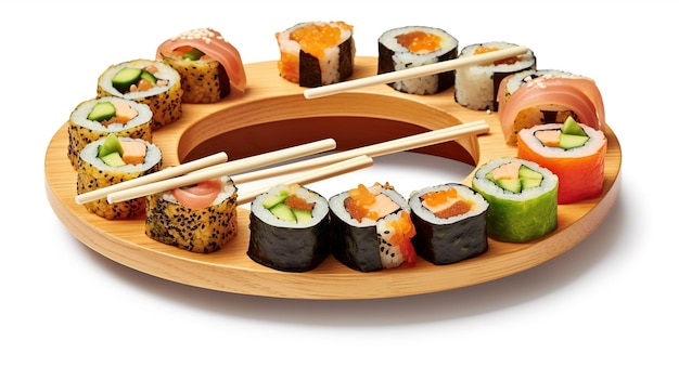 Menu sushi Rouleau au saumon avocat concombre Cuisine japonaise Créé avec Generative AI