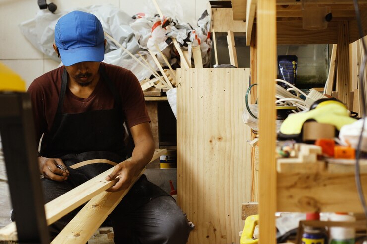 Photo un menuisier travaillant à l'atelier