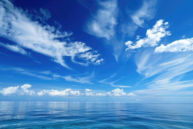 La mer bleue et le ciel bleu