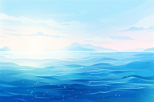 mer bleue avec fond de nuages blancs clairs avec espace de copie