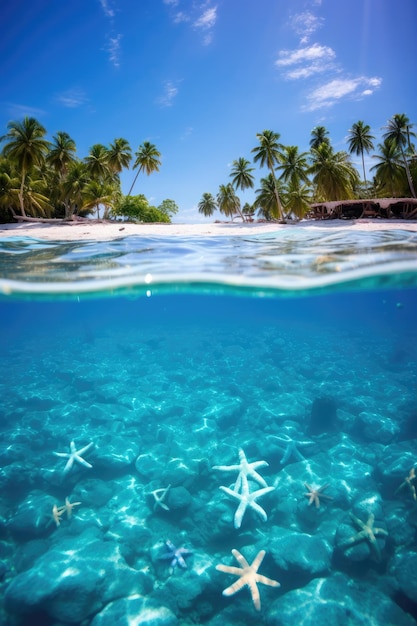 la mer bleue des Maldives