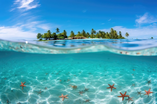la mer bleue des Maldives