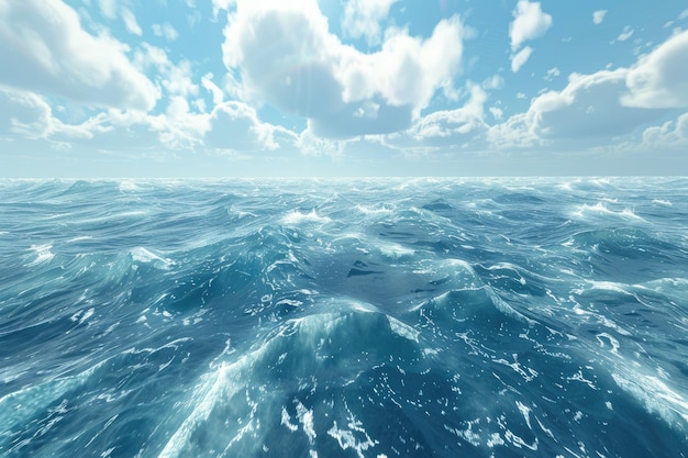 La mer bleue La surface de la mer bleue avec des vagues