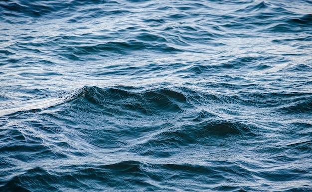 Mer bleue avec la texture d'arrière-plan des vagues Surface de l'eau