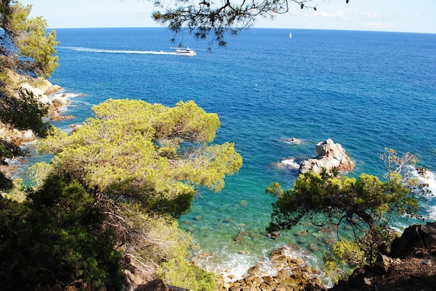 La mer est bleue et claire et la mer est bleue en Espagne