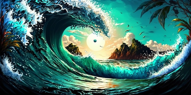 La mer d'été des belles vagues tropicales
