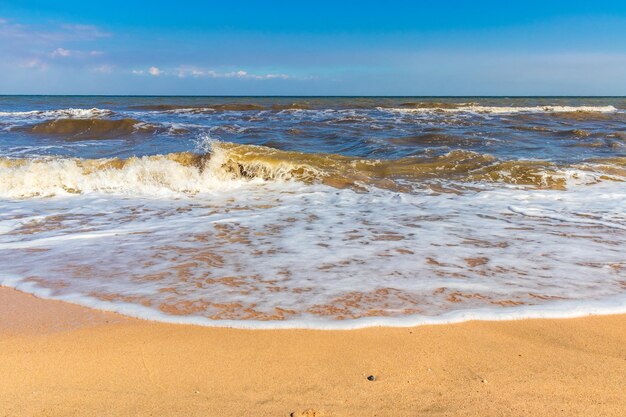 La mer Noire par temps ensoleillé Surfer sur la plage vagues rivage sablonneux