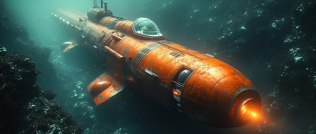 Mer profonde avec un bathyscaphe