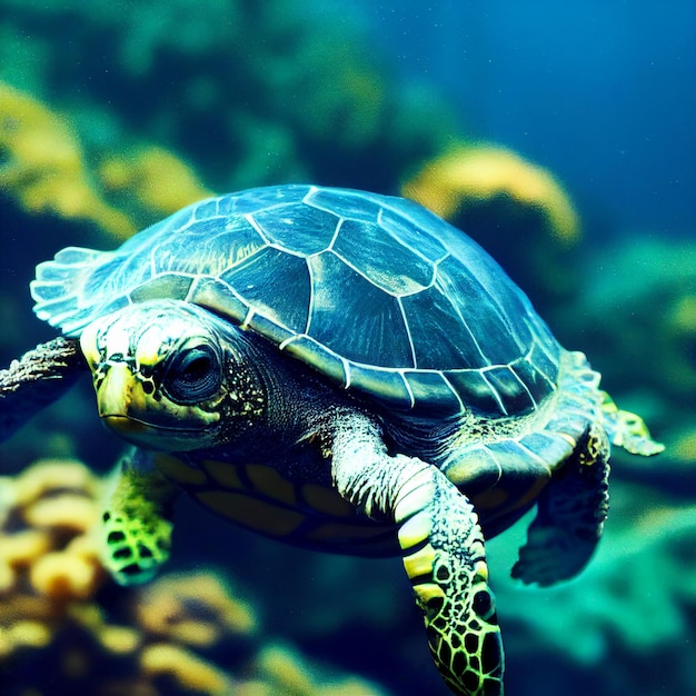 Photo mer profonde, tortue, poisson, crabe, coelanthe, crevette, nautile avec une image parfaite