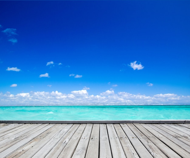 Mer tropicale sous le ciel bleu. Paysage de mer.