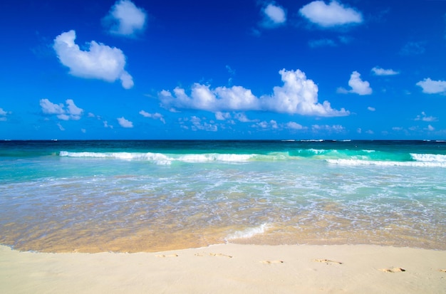 Mer tropicale sous le ciel bleu