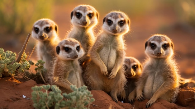 Photo les mercats apprécient leur environnement naturel