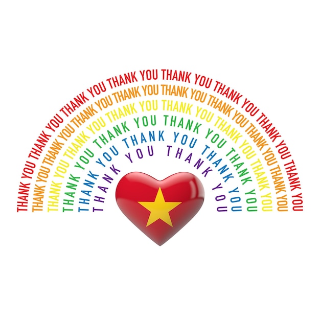 Merci arc-en-ciel avec le rendu du coeur du drapeau vietnamien